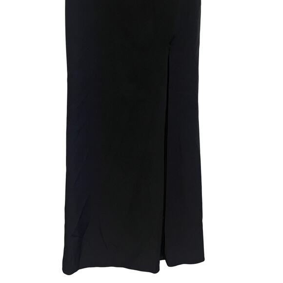 Ieena for Mac Duggal Crepe Thigh High Slit One Shoulder Evening Gown Black Sz 8 - Picture 3 of 10